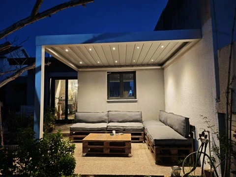 Protent Cyprus residential aluminium bioclimatic pergola with integrated lighting
